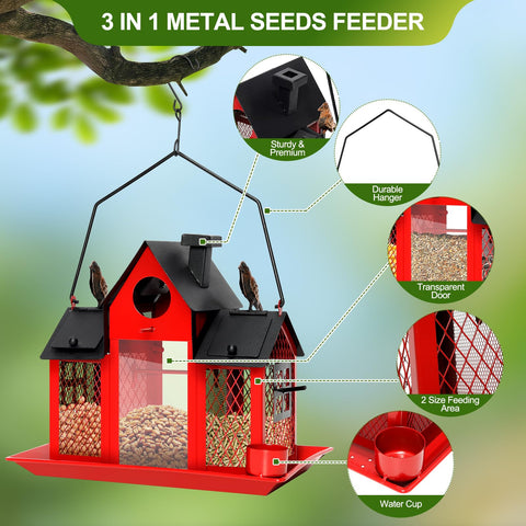 FIMOFIDRE solar bird feeder with water cup supports thirsty backyard birds