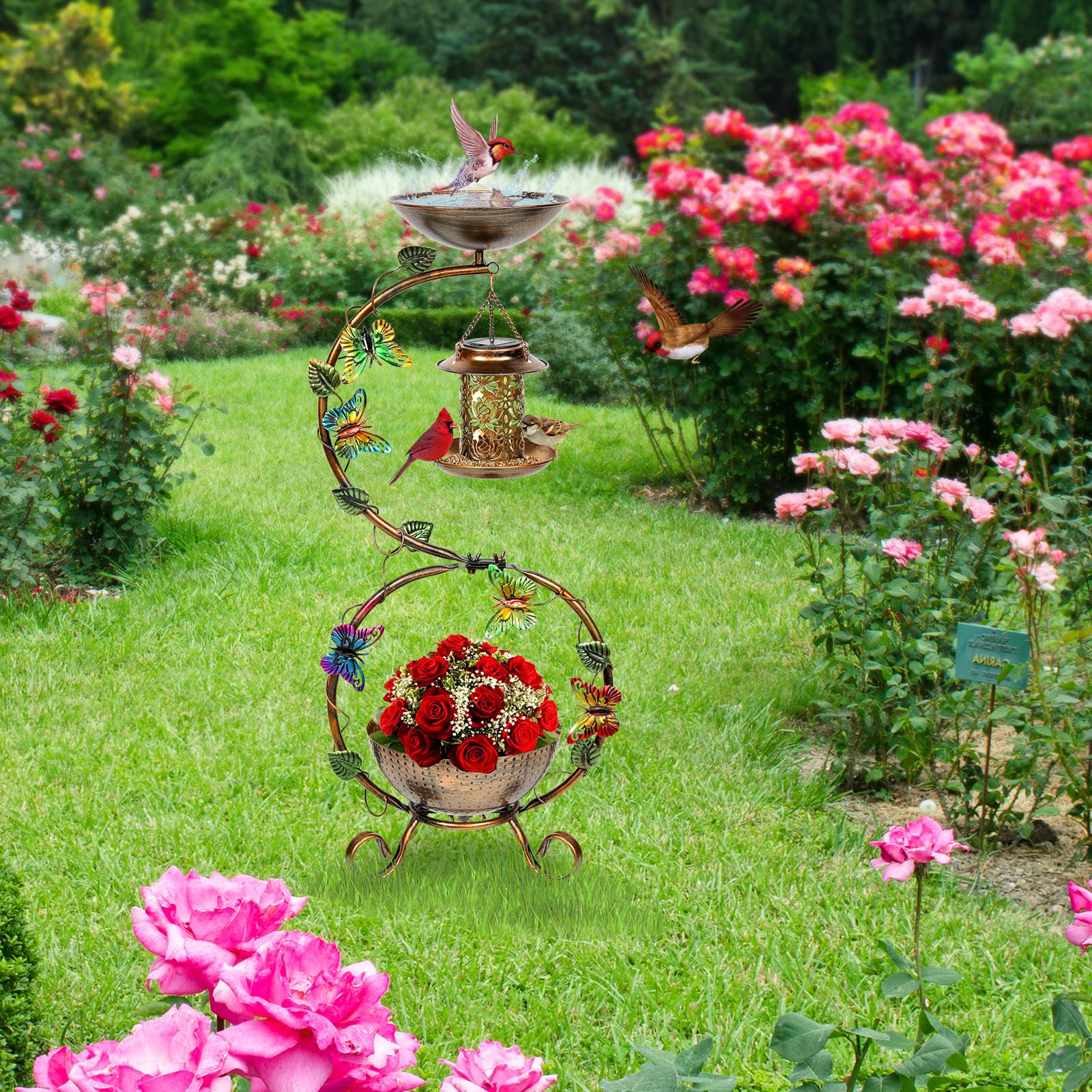 FIMOFIDRE waterproof outdoor bird bath combines beauty and function in any weather.