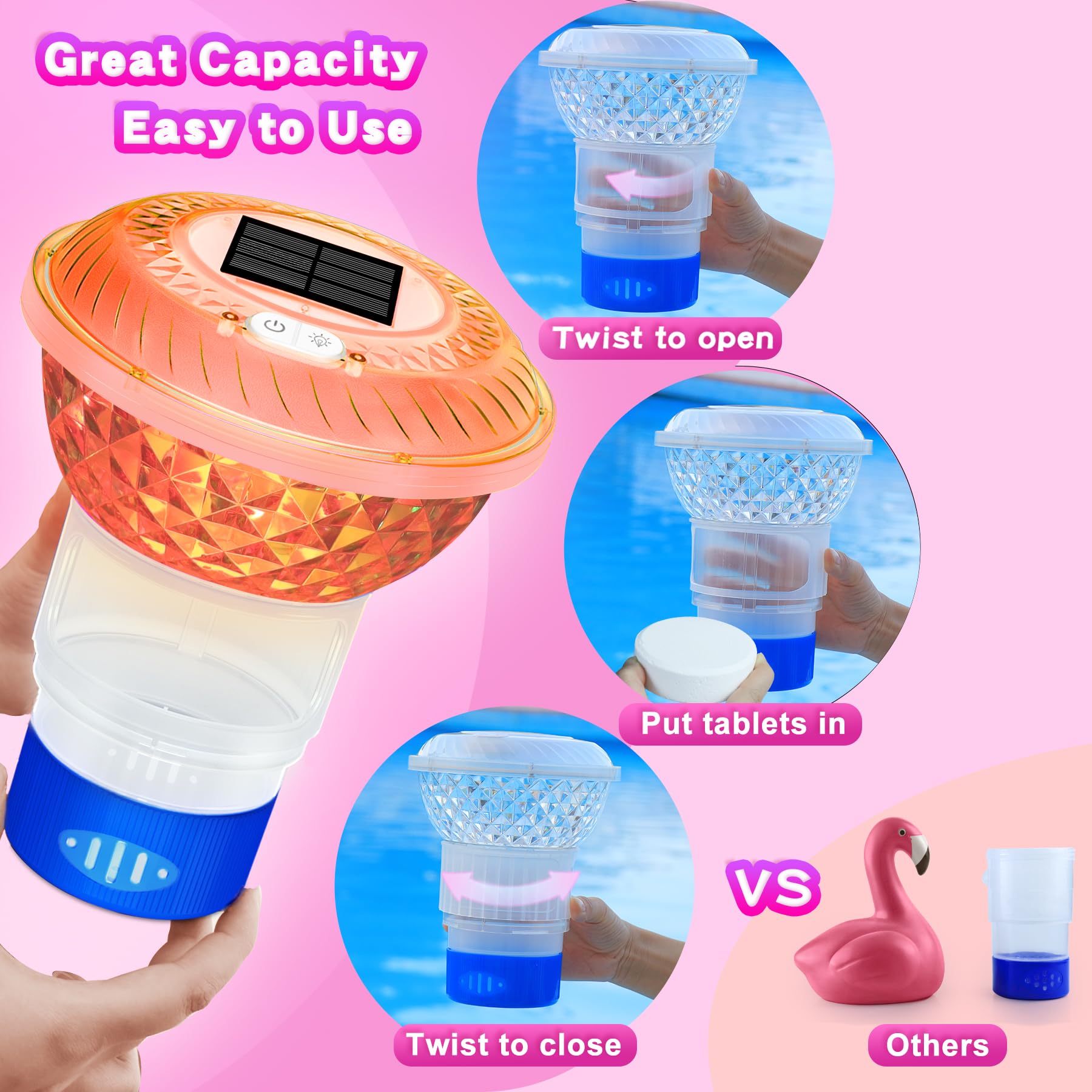 FineBud solar floater glows at night after sun exposure with maintenance-free lighting.