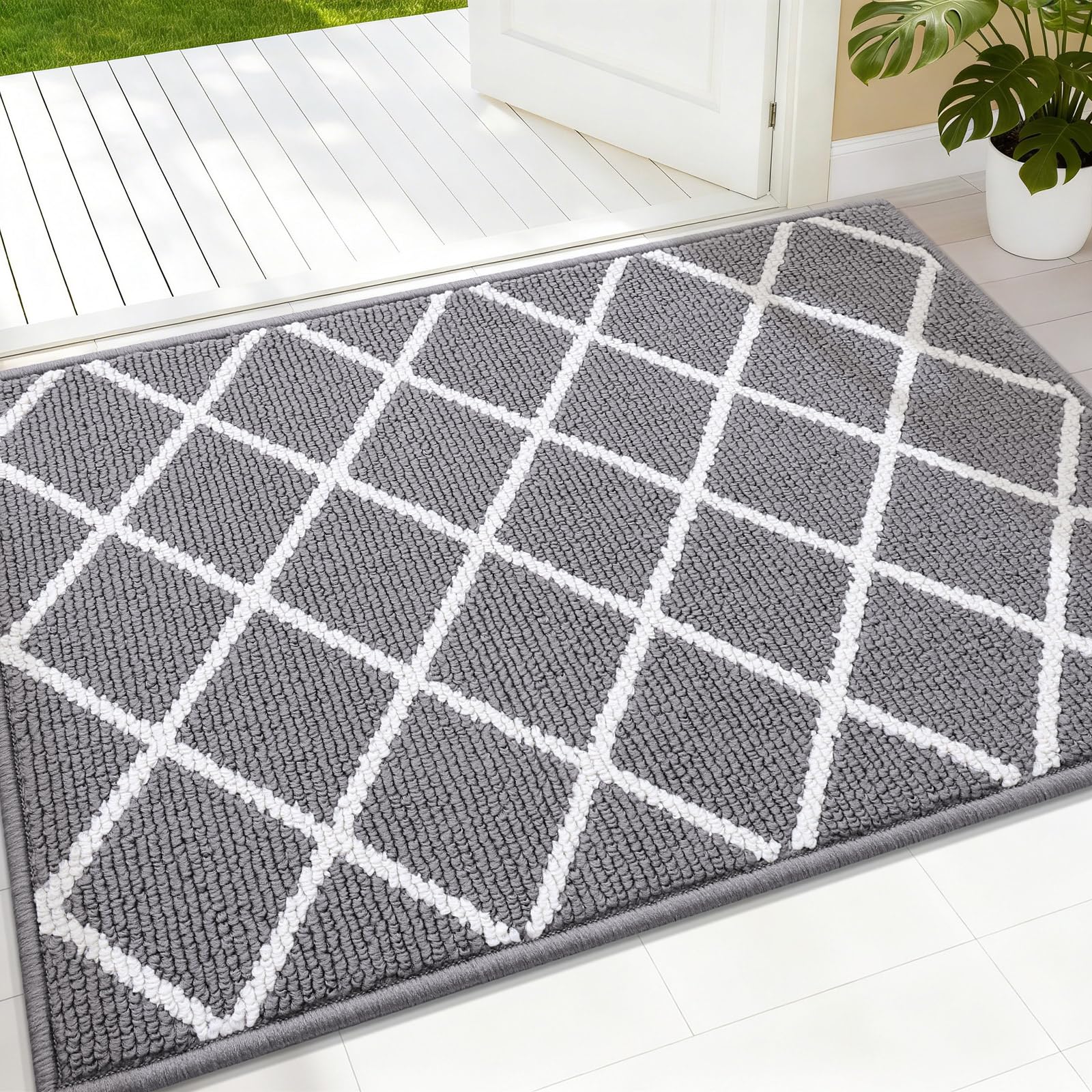 Finchitty indoor door mat absorbs moisture to keep floors dry at the entry.