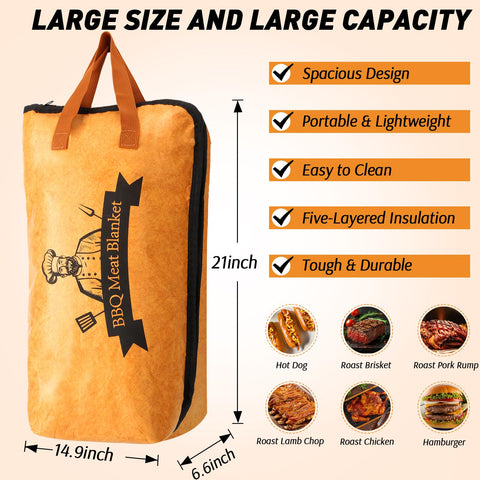 Find Law BBQ blanket wide opening enables effortless placement of meat.