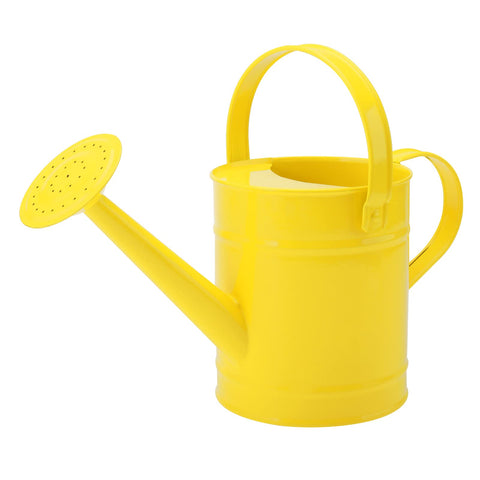 Finderomend metal watering can 1.5L yellow body for precise outdoor watering.