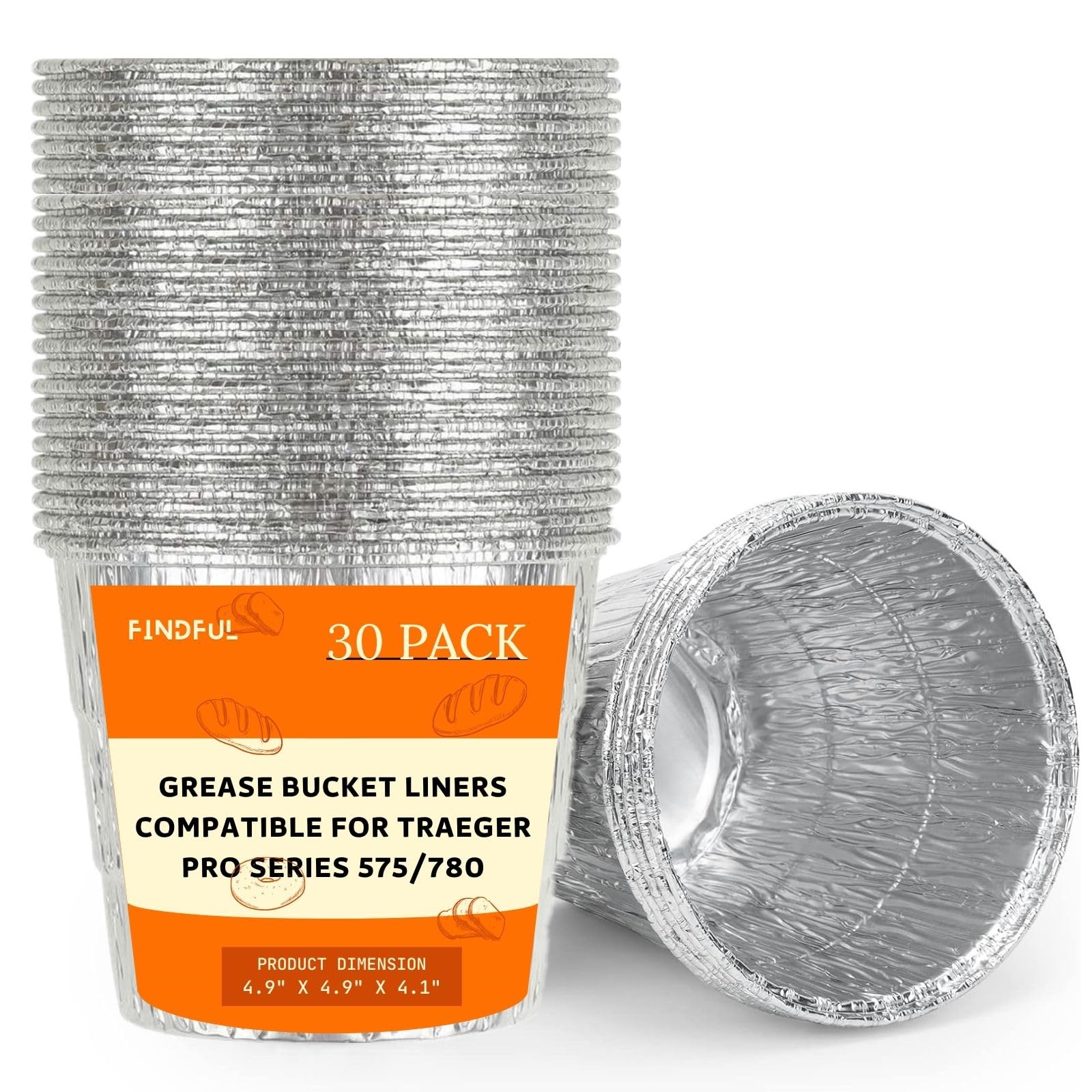 Findful BAC407 30-pack grease bucket liners in use for clean, mess-free grilling.
