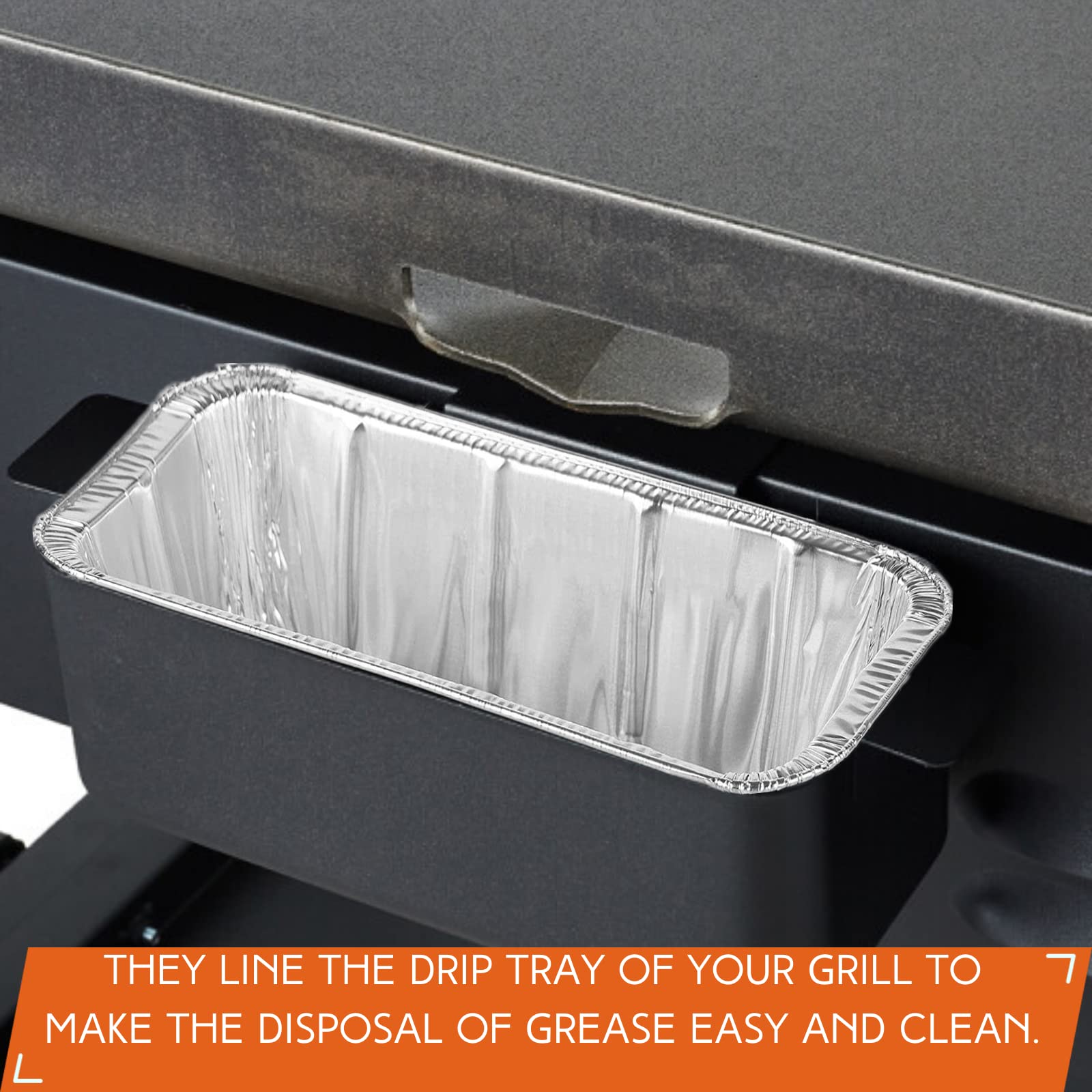 Disposable pan liner keeps rear grease cup clean during gatherings