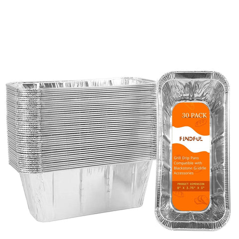 Findful drip pan liners attached to a 36 inch Blackstone griddle for easy cleanup