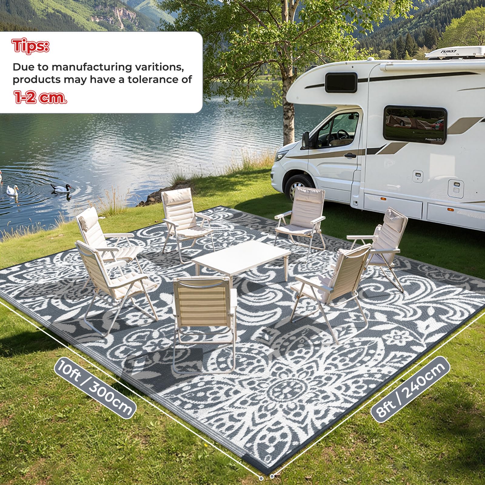 Findosom foldable rug with carrying bag for camping and travel