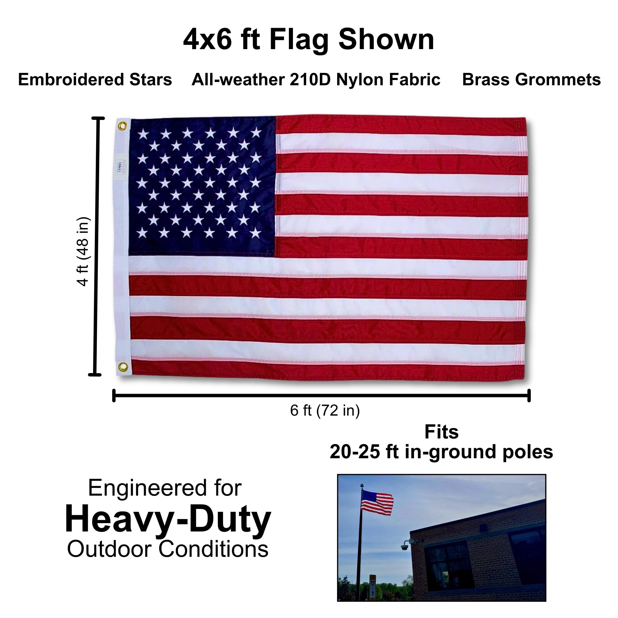 Fine Line Flag embroidered-stars-closeup shows precise detailing for dignified displays.