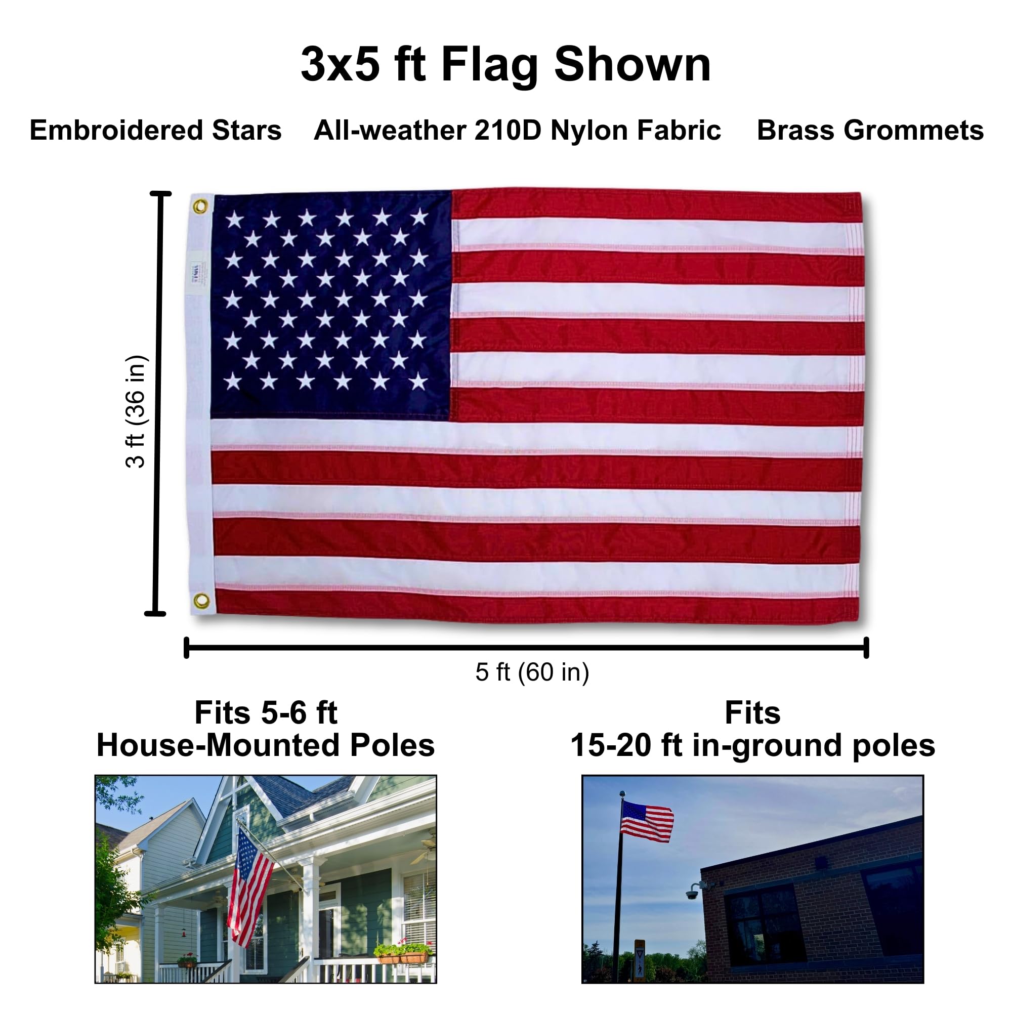 Fine Line Flag 210D nylon fabric highlighting UV resistance for outdoor use.