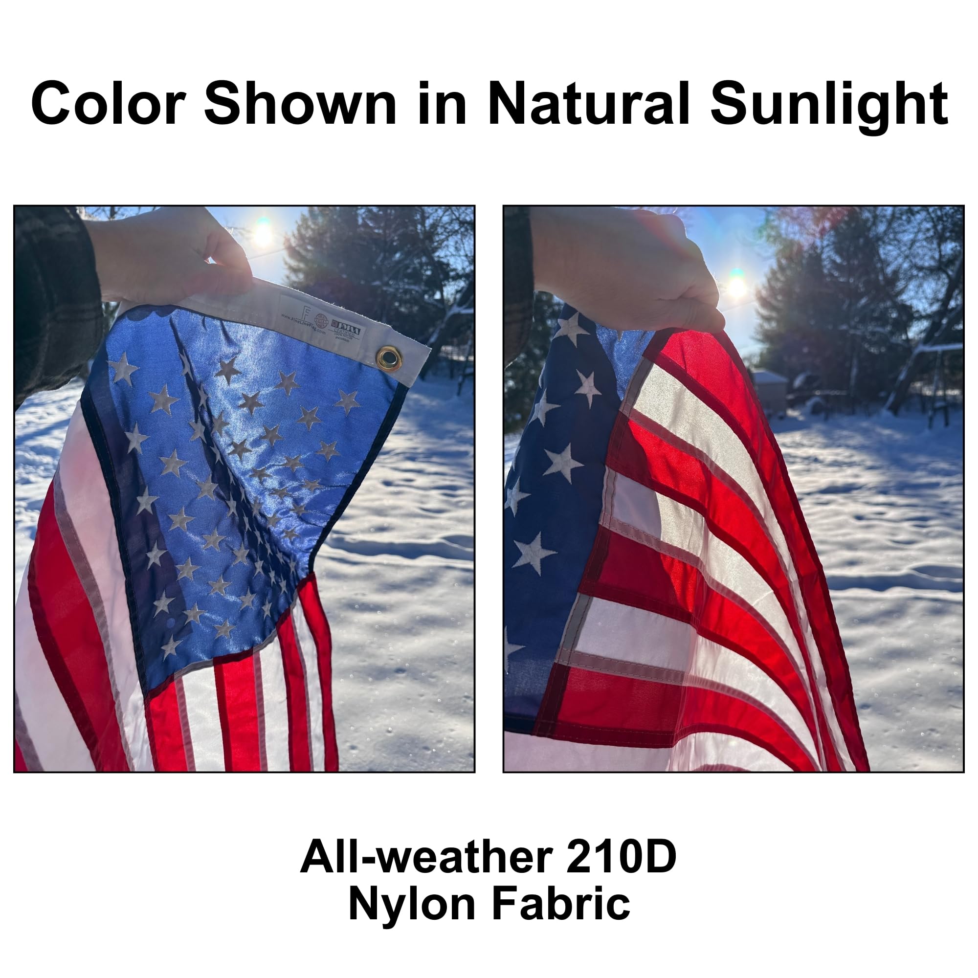 Fine Line Flag reinforced-fly-end improves wind durability for tall poles.