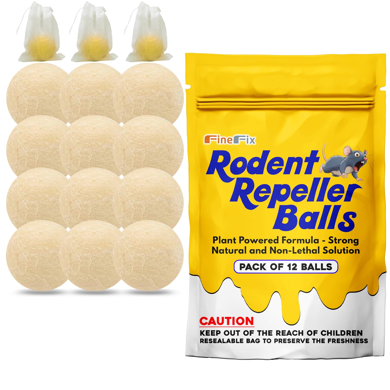FineFix moth balls pack 12 for outdoor rodent deterrence around garages and sheds.