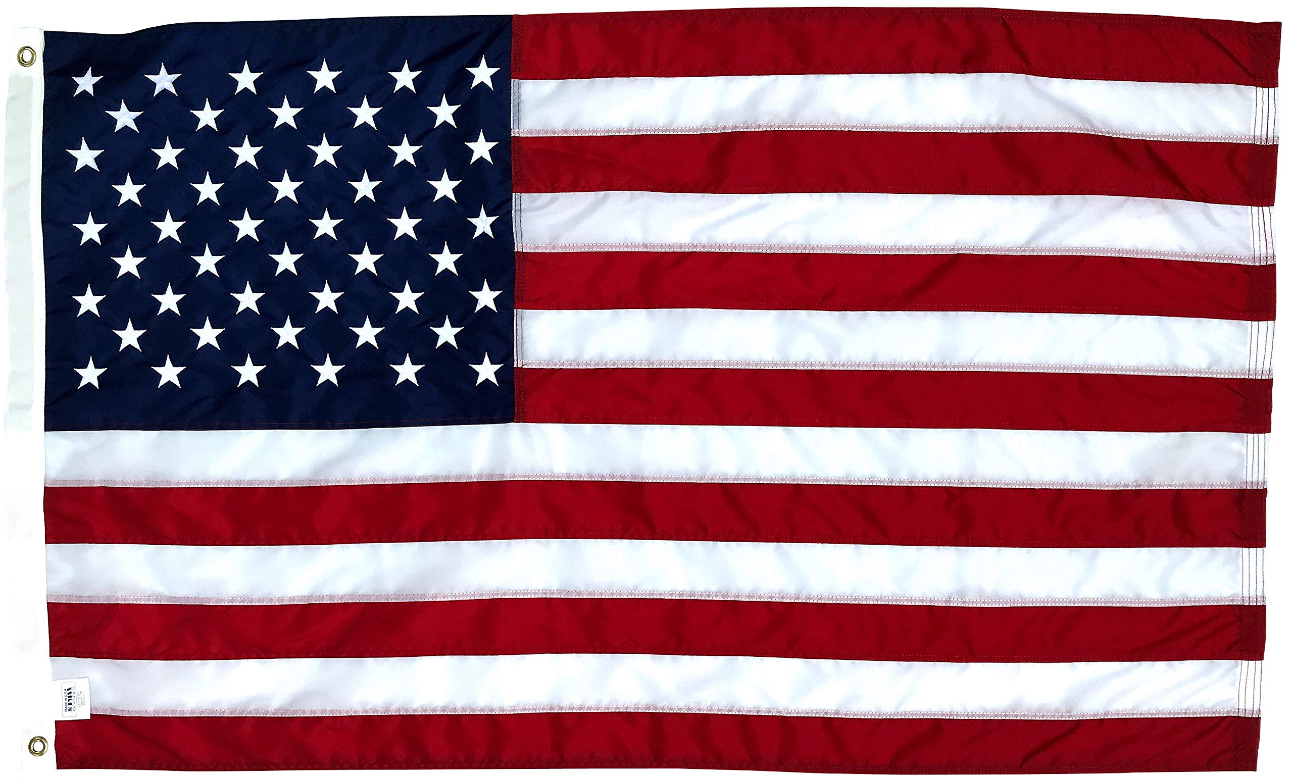 Fine Line Flag American flag with embroidered stars for porch display.