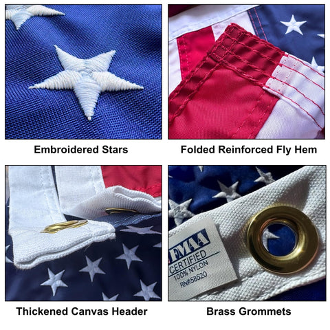 Fine Line Flag sewn stripes highlight durability for outdoor visibility.