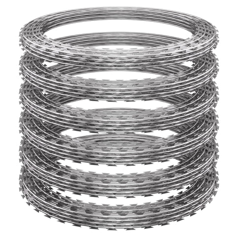 Finerelprot razor wire roll six-pack 296ft for durable perimeter fencing.