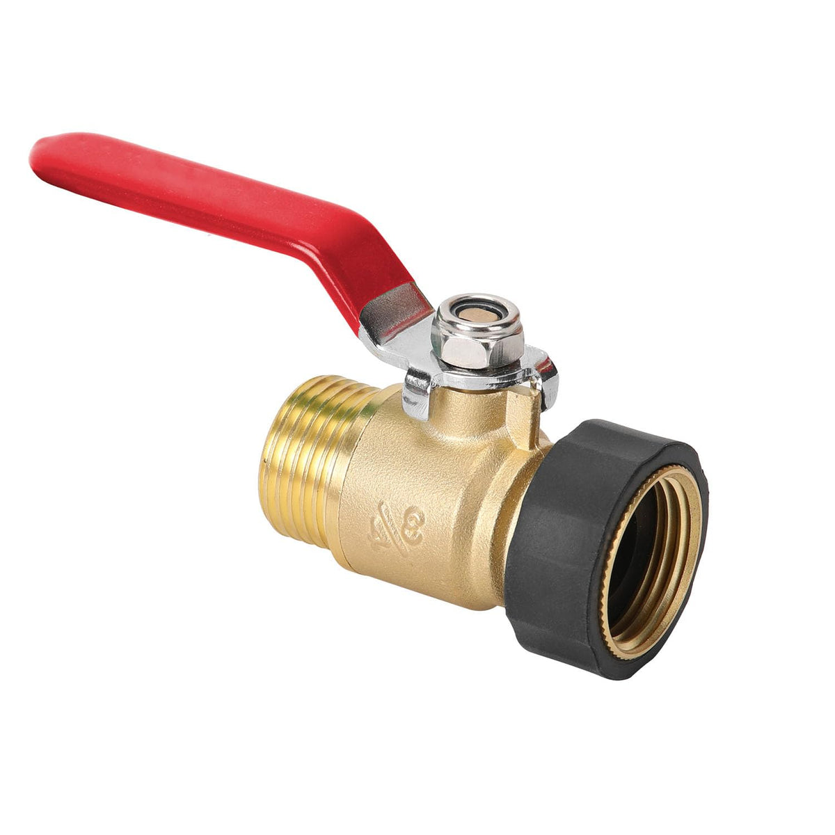 FINEST+ garden hose valve with a large ball switch for easy on/off control.