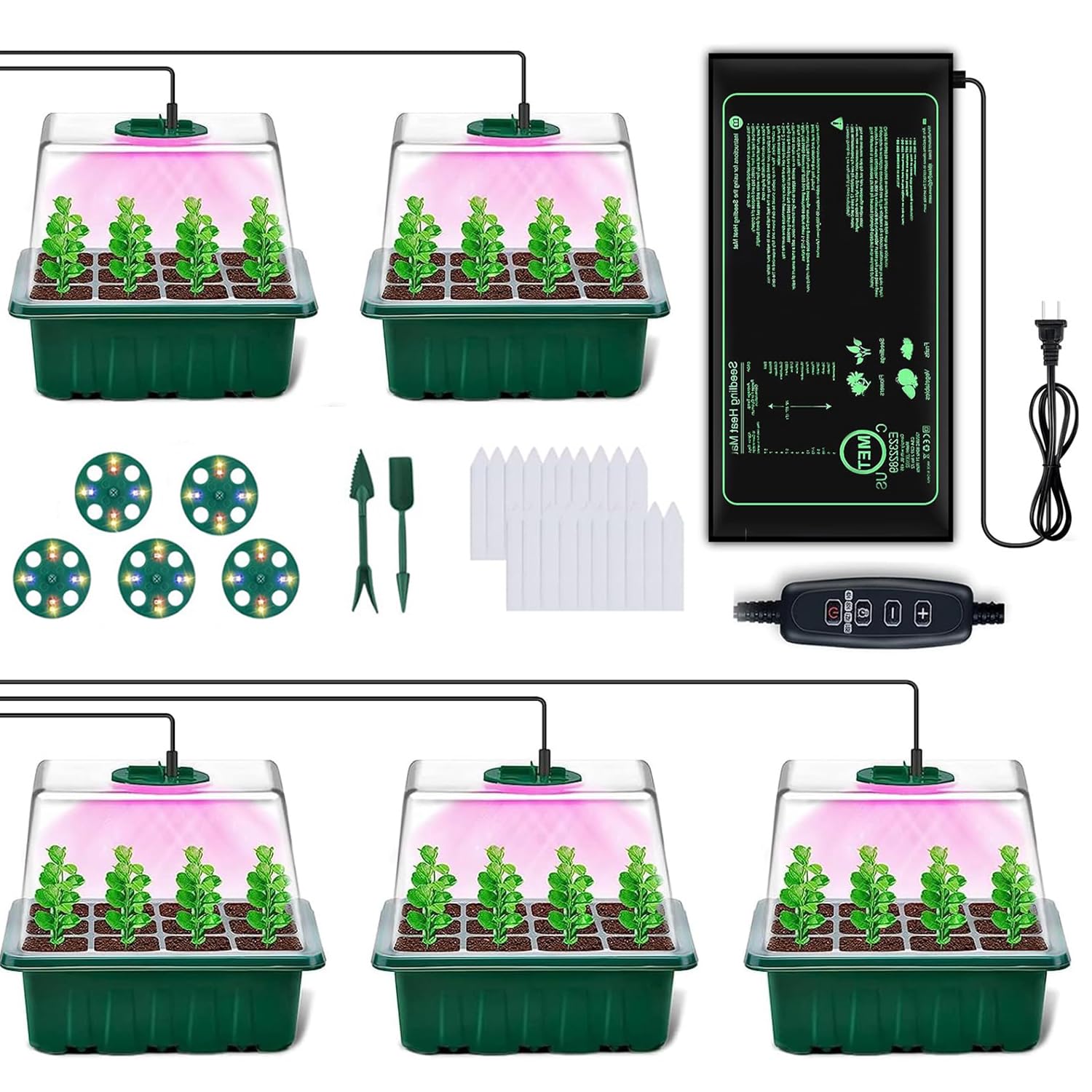 FINEST+ seed starter tray with heat mat delivering steady warmth for reliable germination