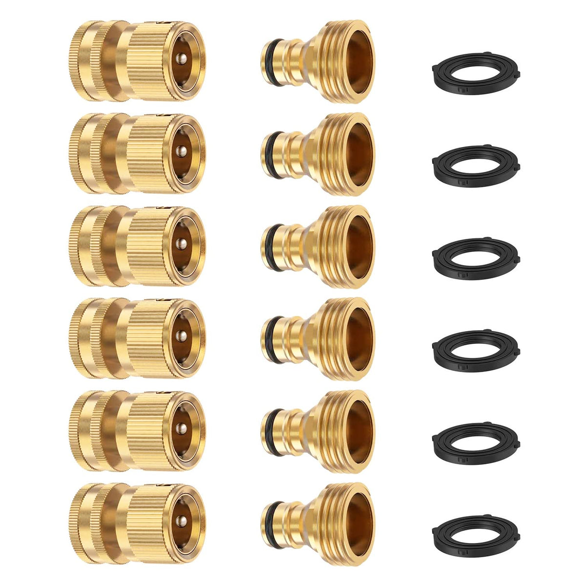FINEST+ brass quick connect 6-set for leak-free hose connections.