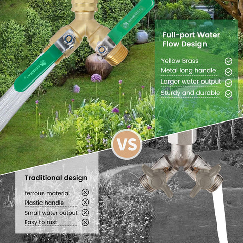 FINEST+ brass Y valve full-flow design maintains steady water pressure