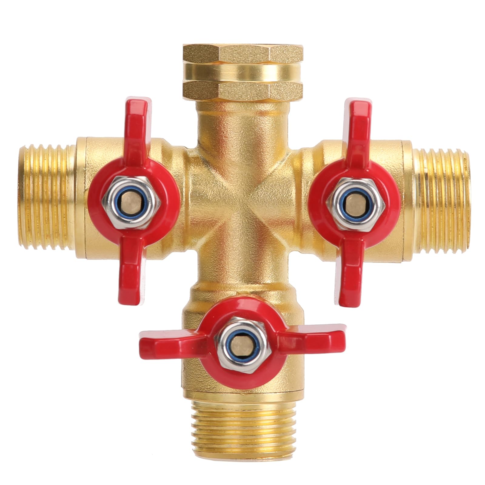 FINEST+ garden hose splitter 3-way with long handle enables independent hose control.