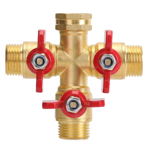 FINEST+ garden hose splitter 3-way with long handle enables independent hose control.