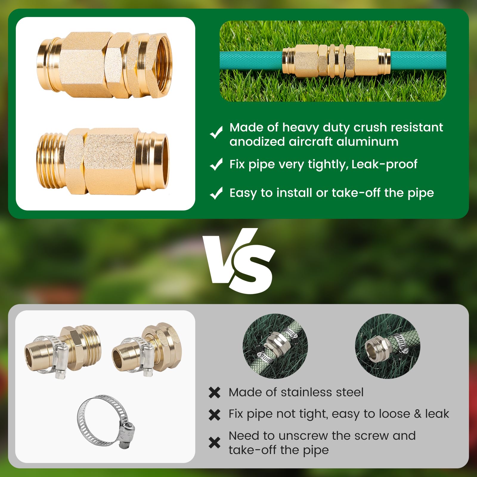 Finest+ rubber self-locking washers secure hose fittings.