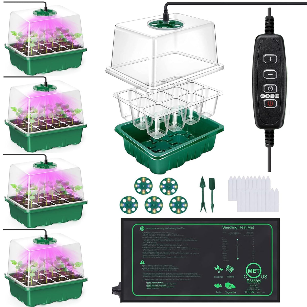 FINEST+ seed starter tray with heat mat delivering steady soil warmth for germination