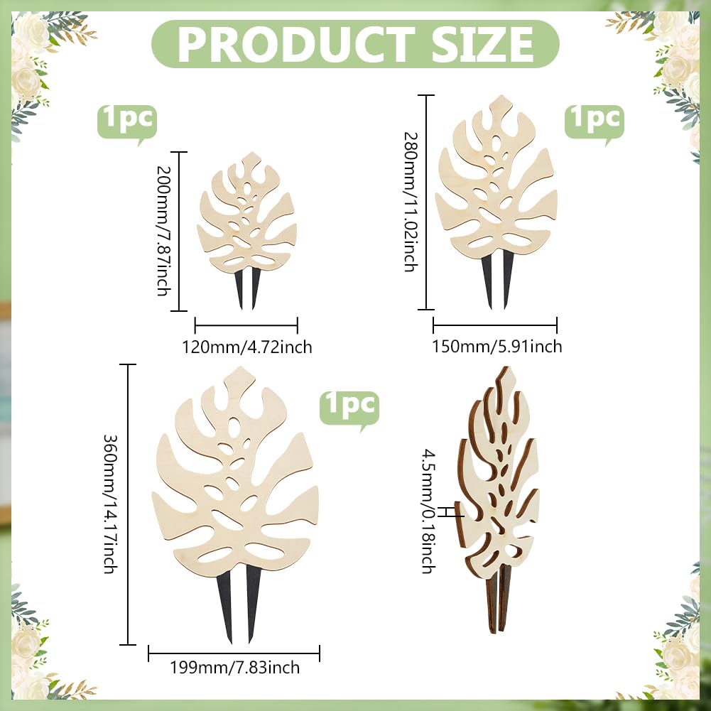 FingerInspire Monstera leaf wood trellis style 2 strengthens stems and enhances pot aesthetics