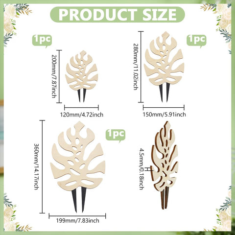 FingerInspire Monstera leaf wood trellis style 2 strengthens stems and enhances pot aesthetics