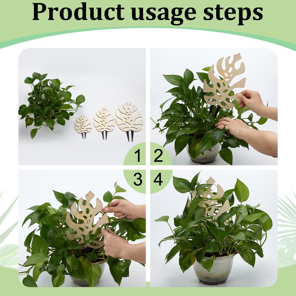 FingerInspire Monstera leaf wood trellis style 3 provides adjustable support for tall vines