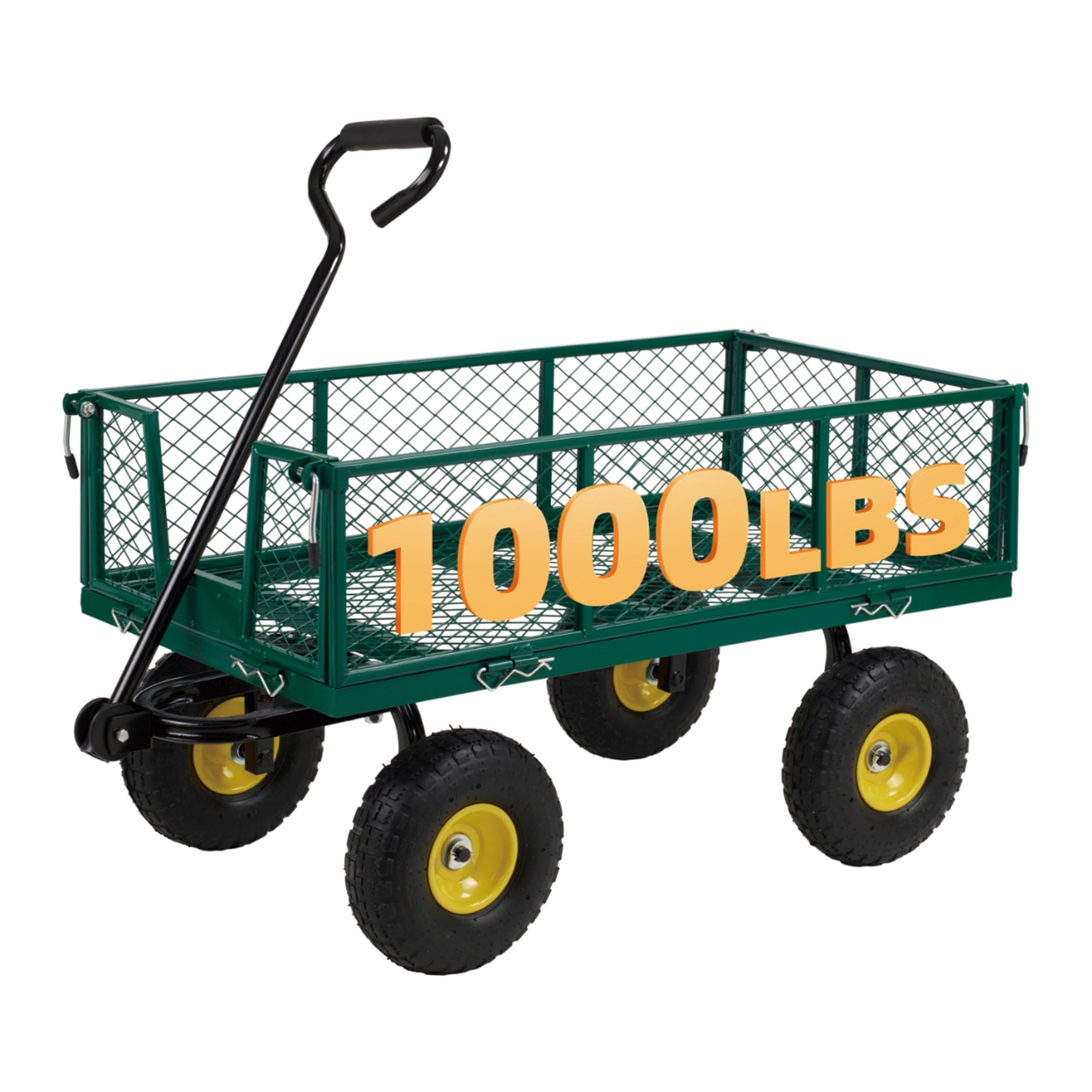 Finnhomy heavy duty cart with mesh platform for large outdoor loads.