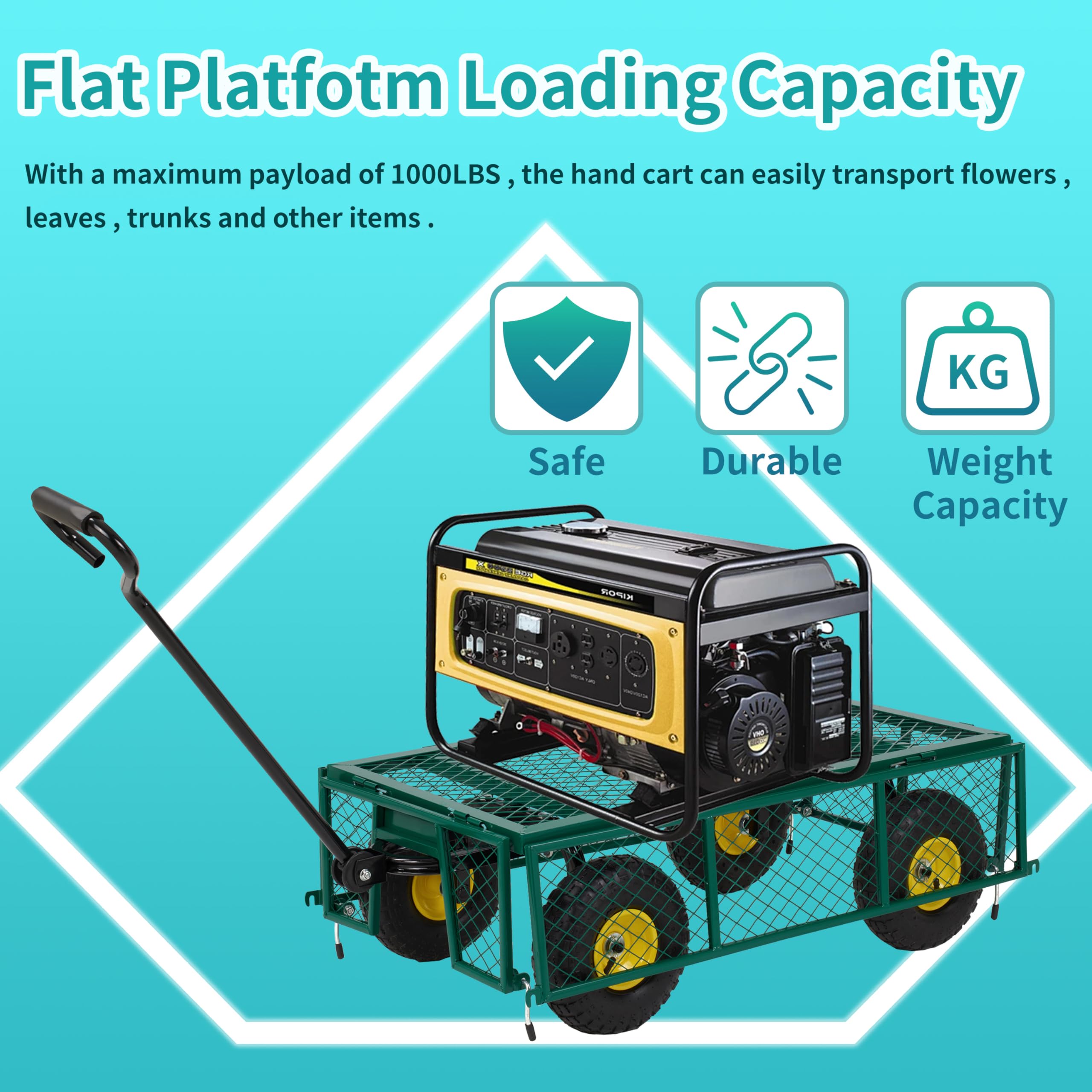 Finnhomy steel wagon with anti-rust powder coat resists outdoor wear.