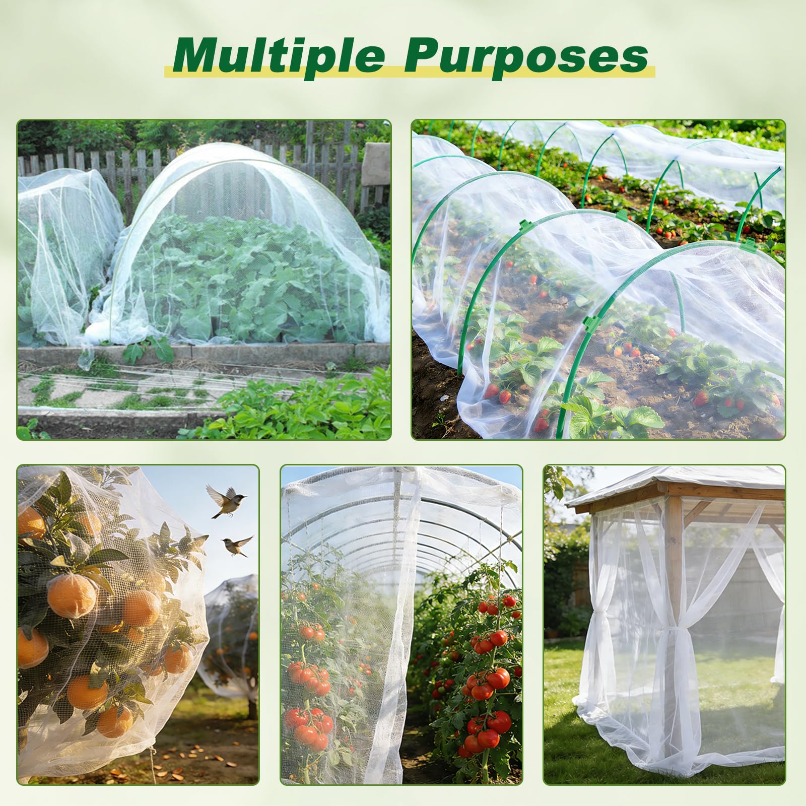 Fippy netting protecting orchard crops while allowing airflow.