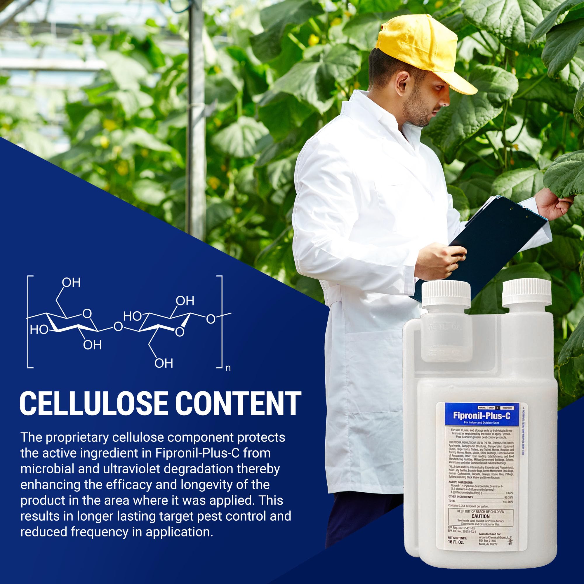 Fipronil Plus C concentrate measure shows precise dosing for consistent coverage.