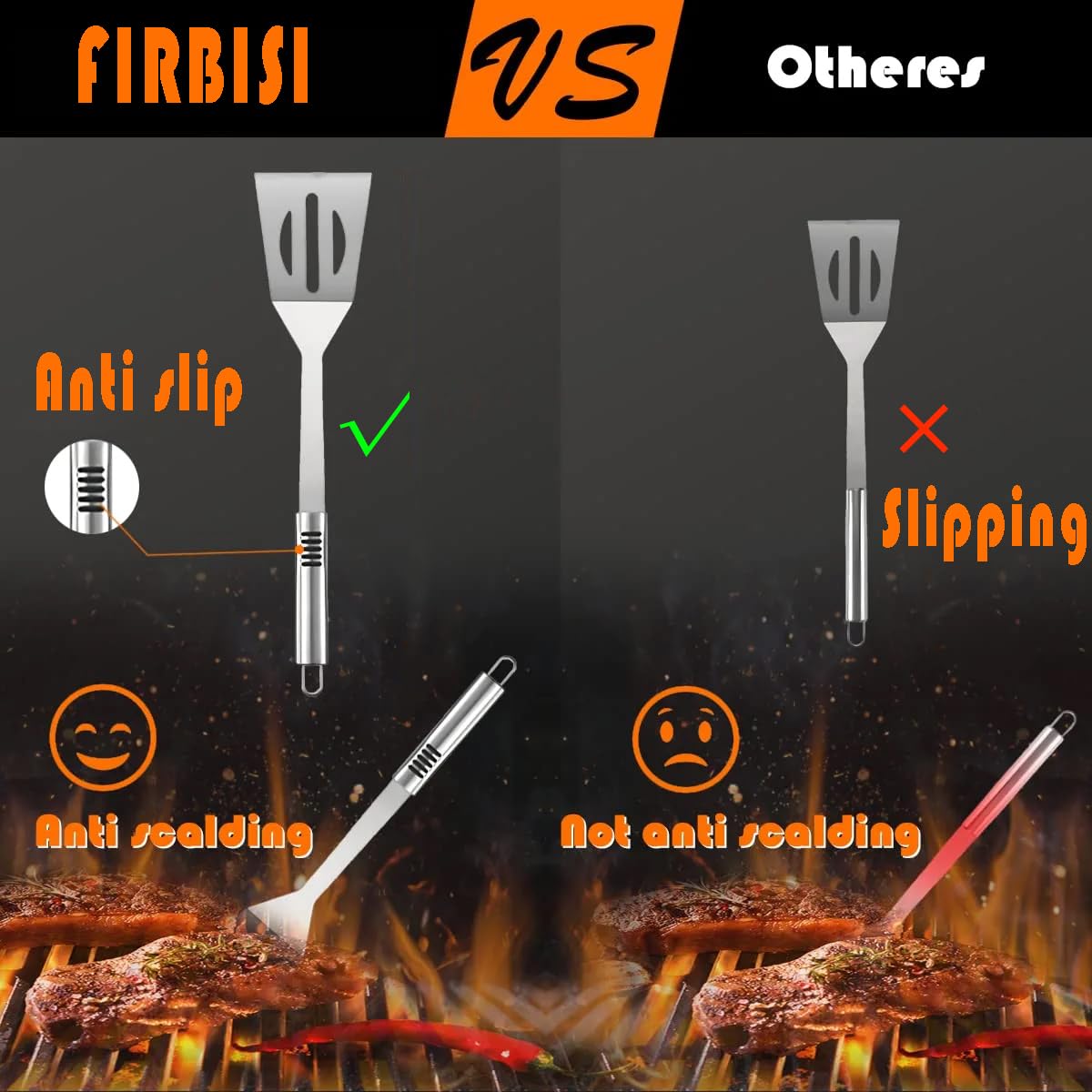FIRBISI spatula for easy turning and even grilling