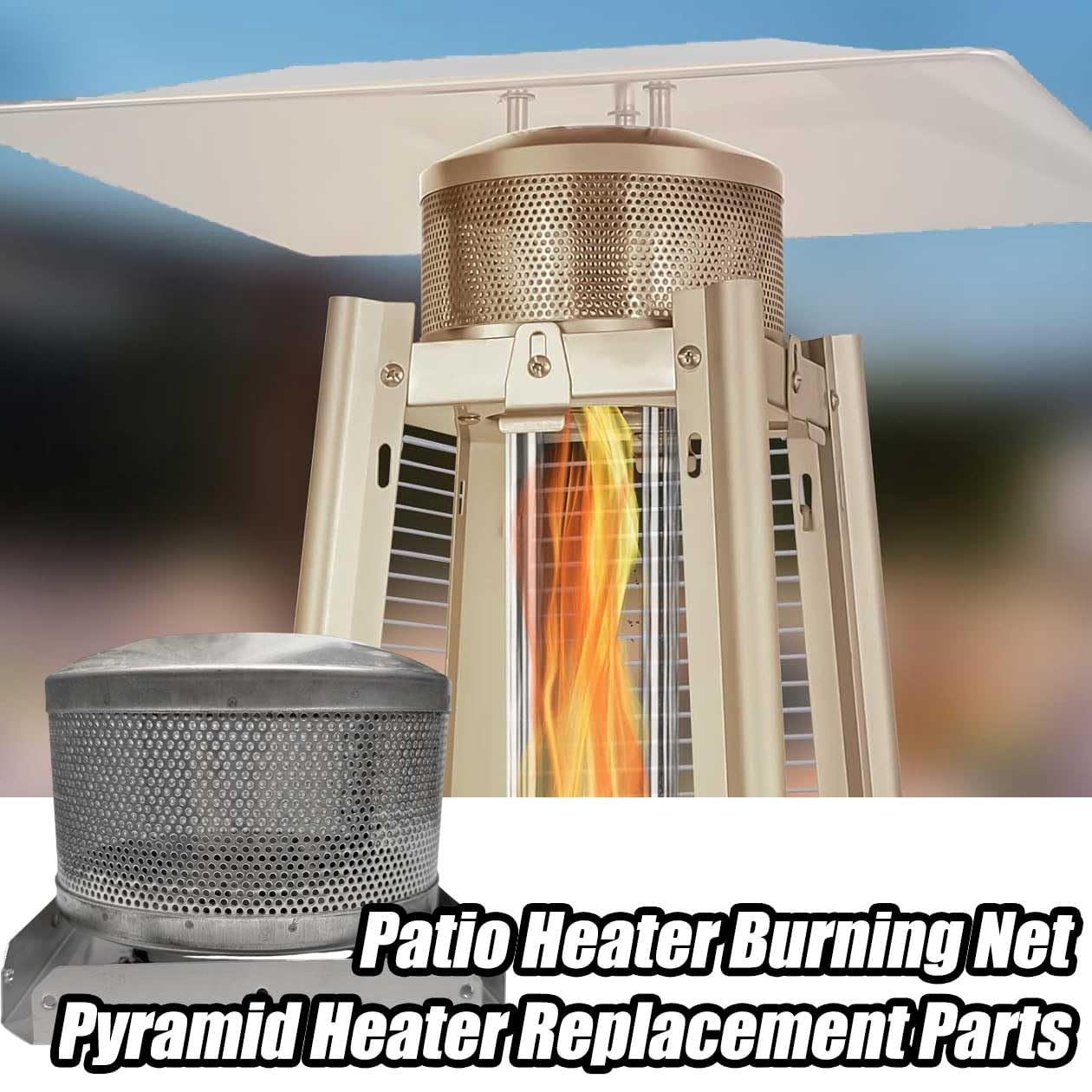 Firdnyohs glass tube patio heater replacement enhances reliable flame containment.