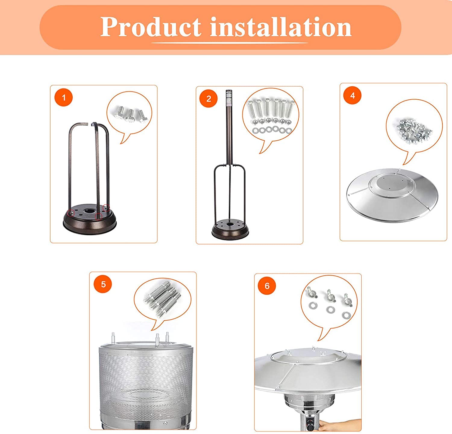 Firdnyohs nuts and bolts M6/M8 ensure durable connections for patio heaters