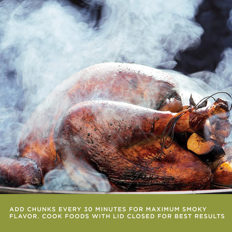 Apple wood chunks compatible with pans or foil packs for versatile smoking.