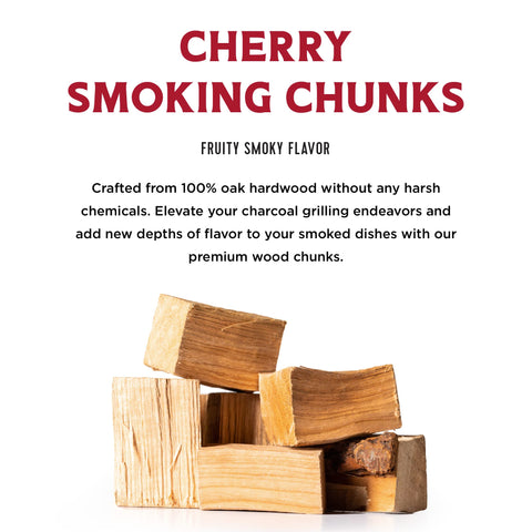 Fire and Flavor cherry wood chunks on charcoal grill for richer color and aroma