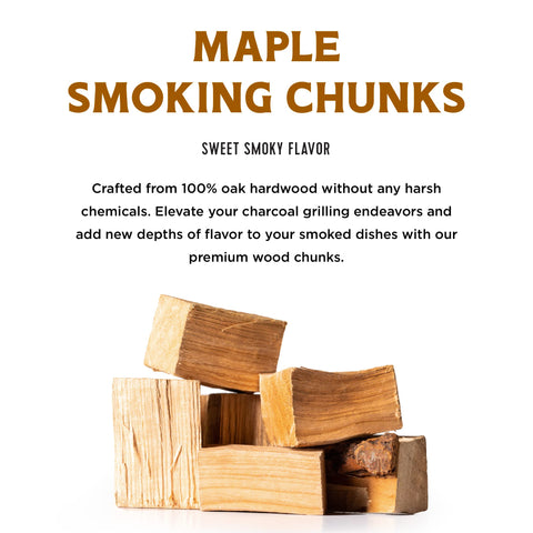 Fire and Flavor maple wood chunks for charcoal grills enhance flavor with mild sweetness.