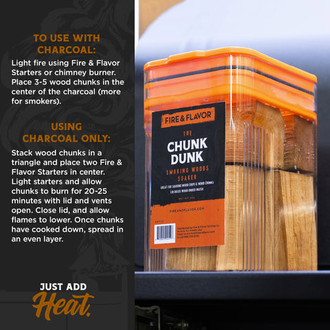 Fire and Flavor maple wood chunks used in a smoker box for balanced smoke aroma.