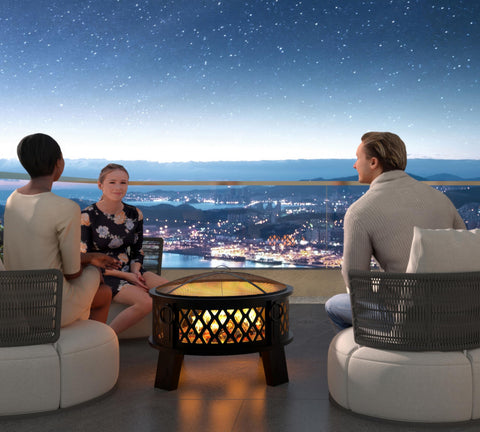 Fire Beauty multi-fuel capability supports logs, charcoal, or eco-bricks for versatile fires.