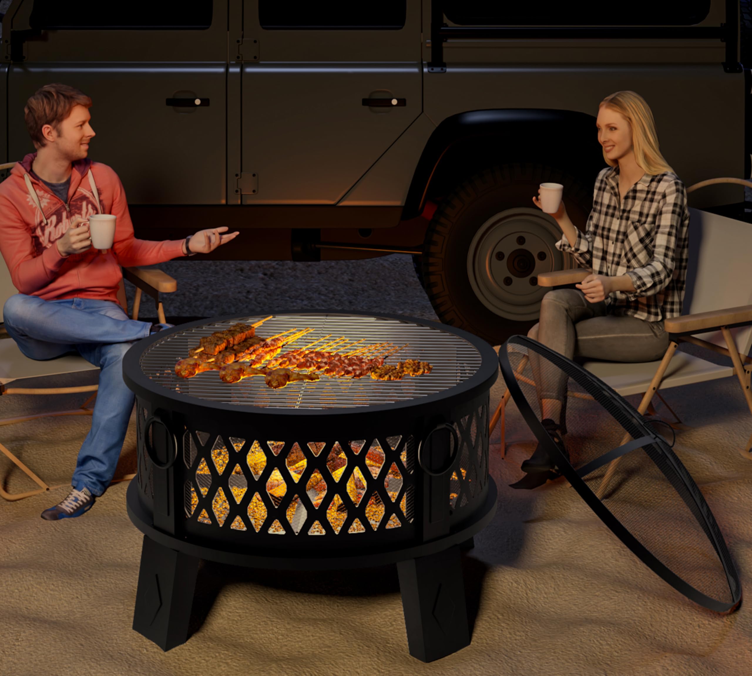 Fire Beauty thickened grill grate slots enable quick campfire-to-bbq transitions.