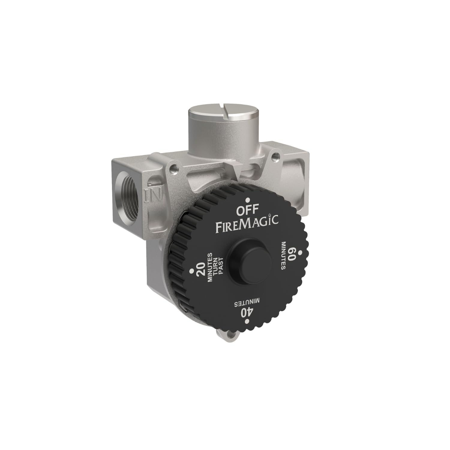 Fire Magic 1-hour timer side view emphasizes durable construction.