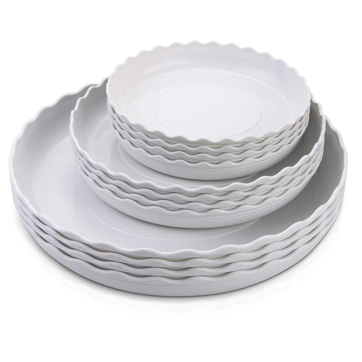 FIREBOOMOON round white saucer complements decor while catching spills.