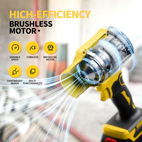 Firehelp dual-battery pack provides extended run time for patio and driveway tasks.