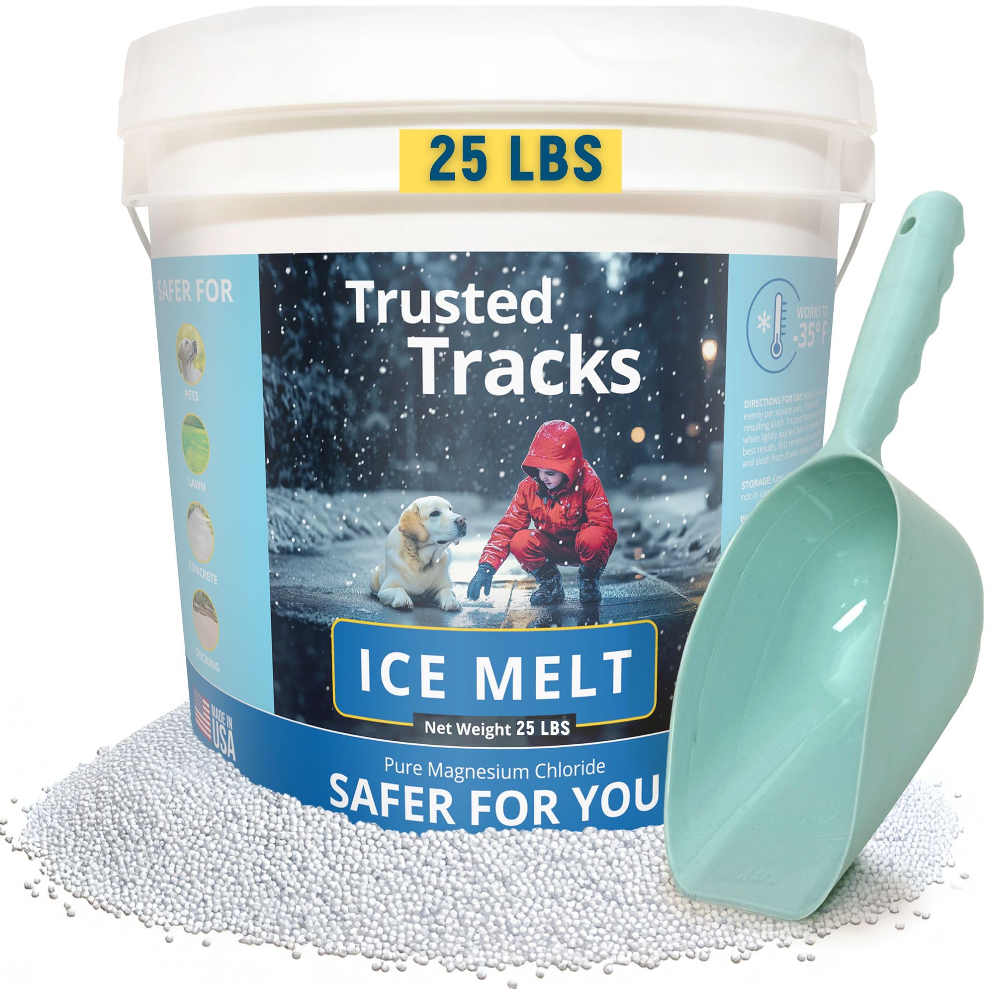 Fireki ice melt 25 lb bag ready for driveway and sidewalk use