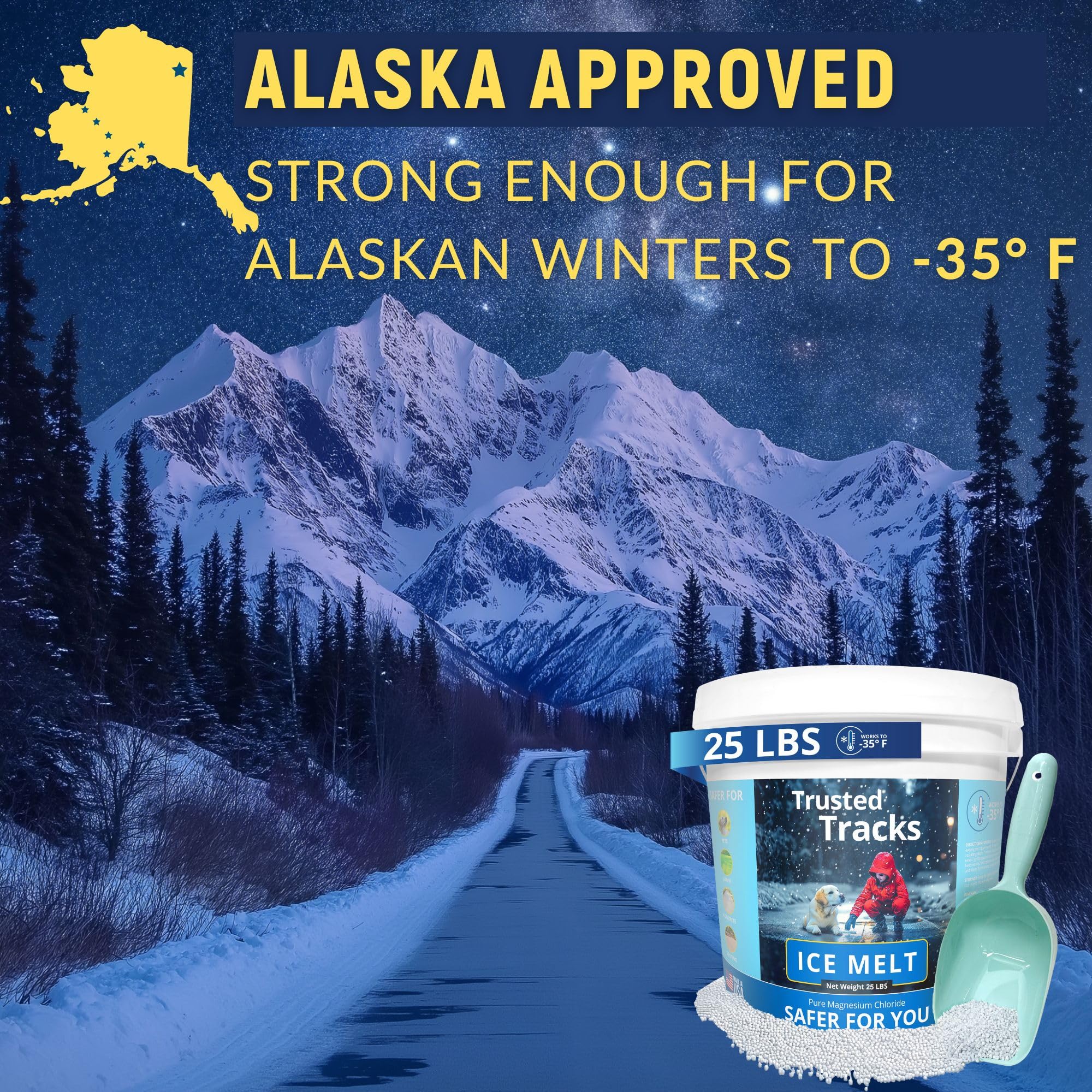 Fireki pure magnesium chloride ice melt, a clean formula