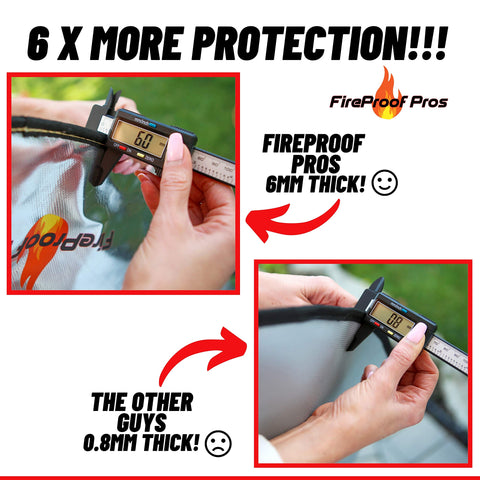 FireProof Pros 6mm thick heat shield reflecting radiant heat to keep surroundings cooler.