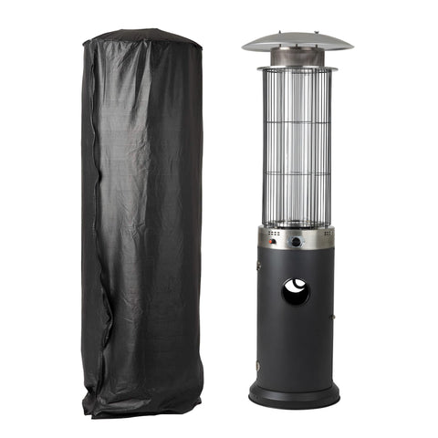 Fire Sense full-length vinyl cover shields spiral flame LPG heater from the elements.