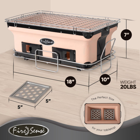 Fire Sense Yakatori adjustable ventilation to dial in charcoal burn.