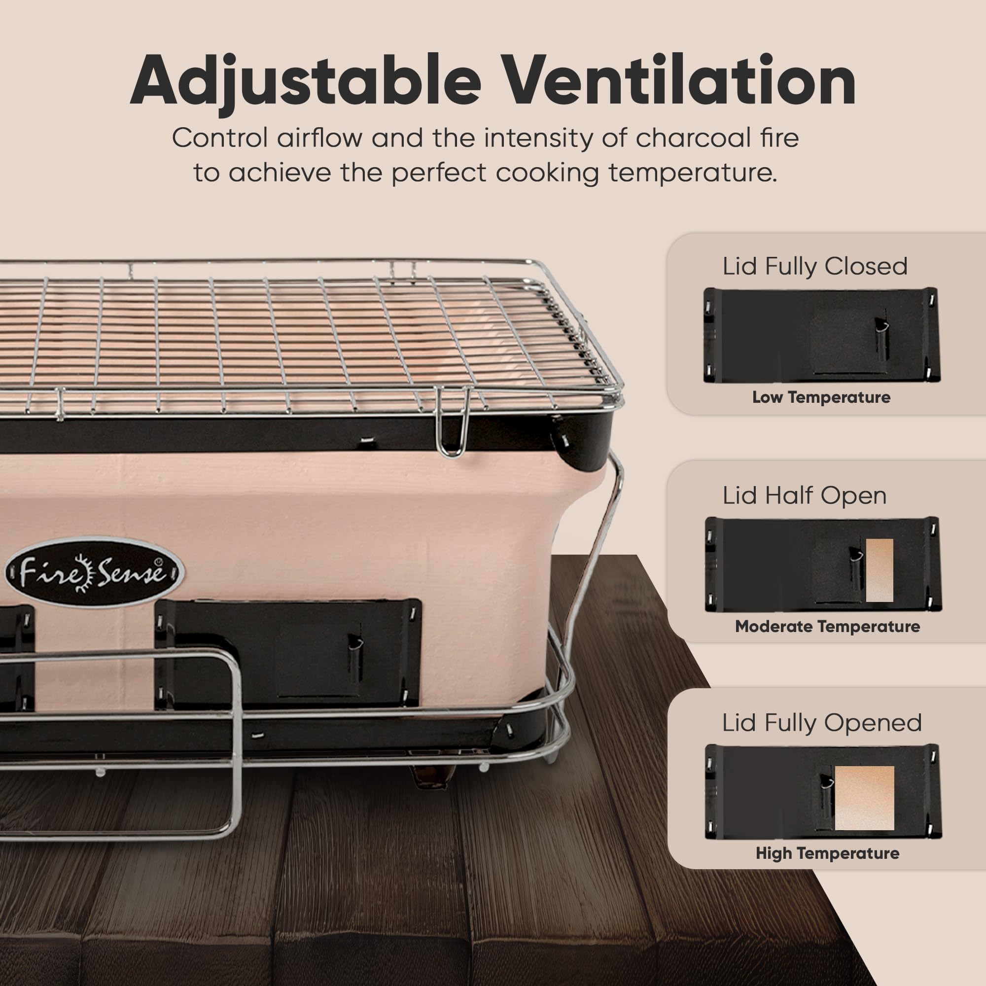 Fire Sense Yakatori chrome cooking grill for quick, even searing outdoors.